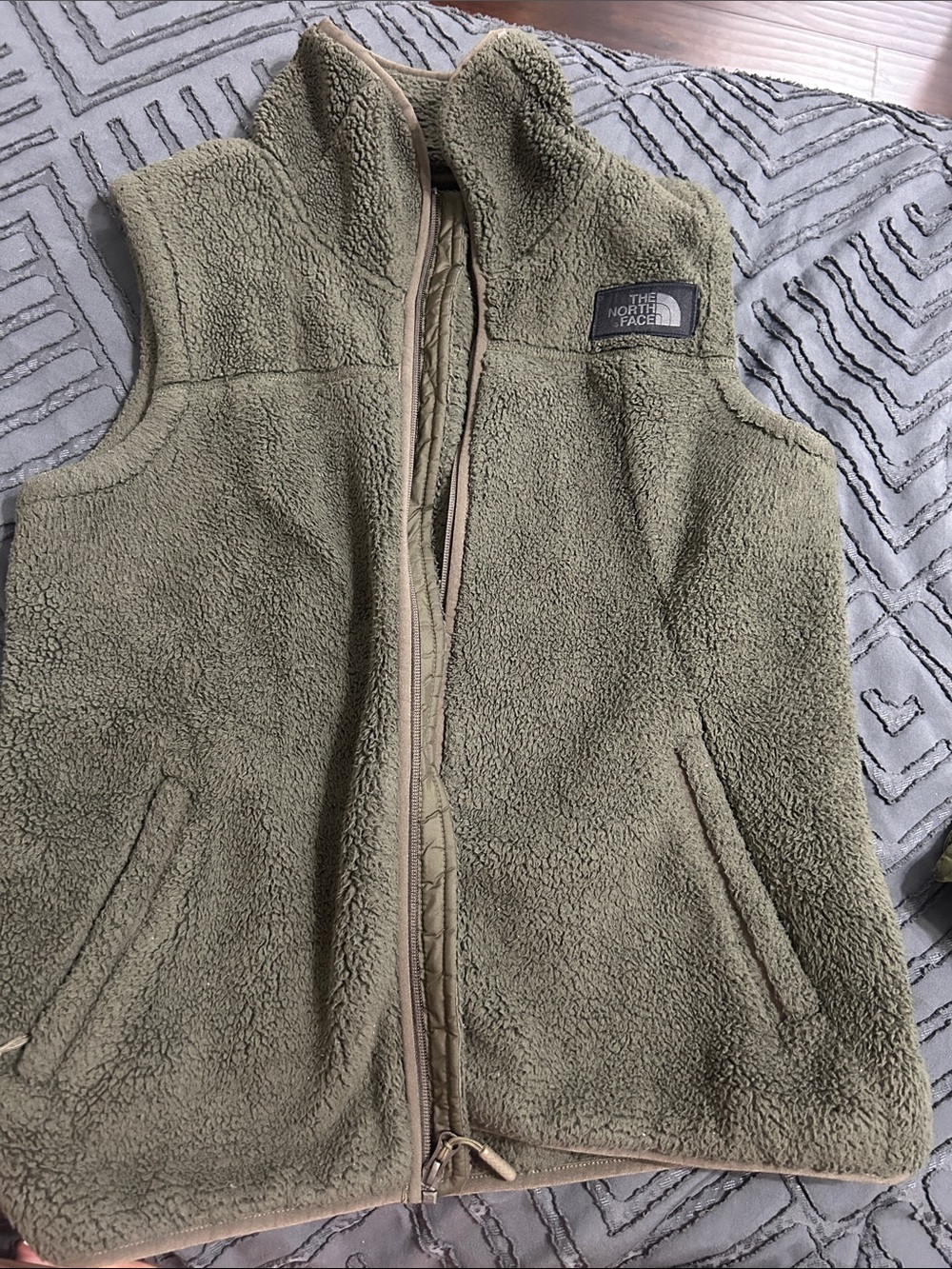 The North Face Olive Green Sherpa Fleece Vest